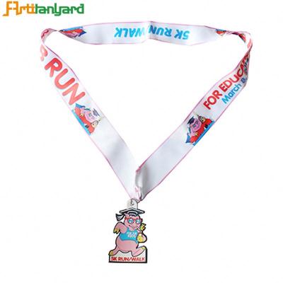 China Widely used for Medal & Badge Gifts Bulk Sublimation Ribbons 20Mm Wide Lanyards For Sports Medals Polyester Strap With Logo One White Color Personalized Lanyard for sale