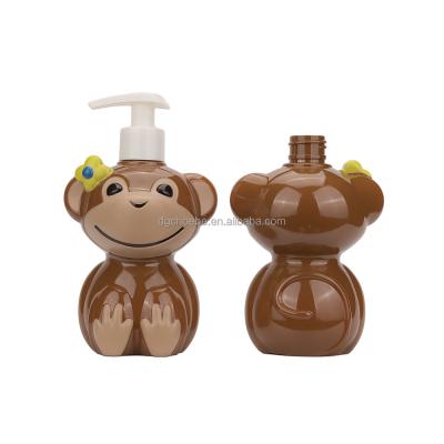 China 100% Virgin Material RTS Doll Container Bottle Cartoon PET 320ml Monkey Shape Pump Bottles For Cosmetic Packaging for sale