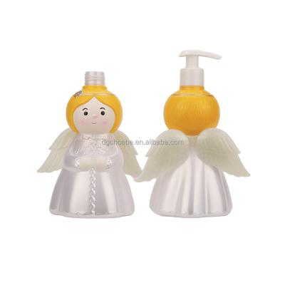 China Angel 400ml Virgin Doll Lotion Cartoon Foam Material Cosmetic Plastic White Bottle Shape 100% Liquid Pump Bottles for sale