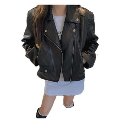 China New Design Windproof Womens Casual Motorcycle Leather Jacket Nice for sale