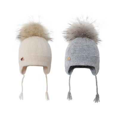 China Cozy Fashion Wholesale Children's Angora Wool Knitted Winter Hats For Baby for sale