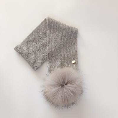 China New Popular Comfortable Kids Warm Knitted Real Fur Pom Pom Scarf Raccoon Scarf For Baby for sale