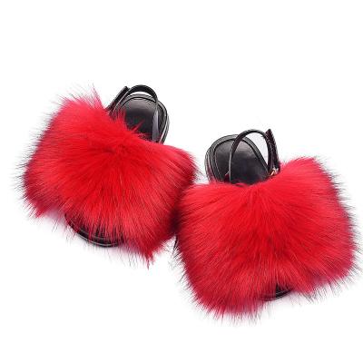 China Other Fox ChildrenFur Super Soft Multicolor Genuine Fur Slippers Kids Fur Slides for sale