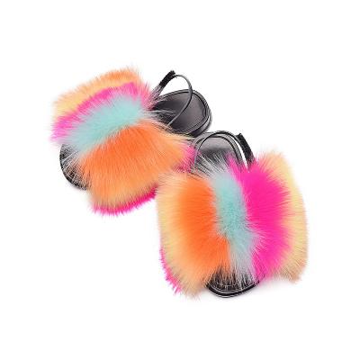 China Height increasing 2021 hot sale real fox fur raccoon shoes and furry slippers i fur slides for sale