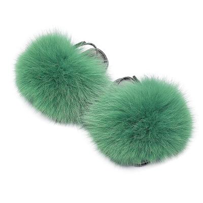 China Wholesale Anti-Smell Real Fox Fur Slippers for Kids Baby Hairy Raccoon Fur Cute Shoes for sale