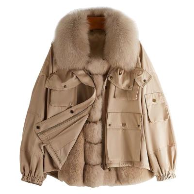 China Warm soft pie over the new 2021 women's fur coat fox fur collar removable tooling parker lapel for sale