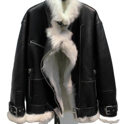 China Warm Soft High Quality Real Tuscan Fur One Body Smooth Motorcycle Profile Fur Coat for sale