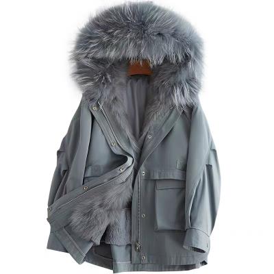 China Warm soft winter blue fox hooded short fur coat plus size real style coats fox fur jackets women for sale