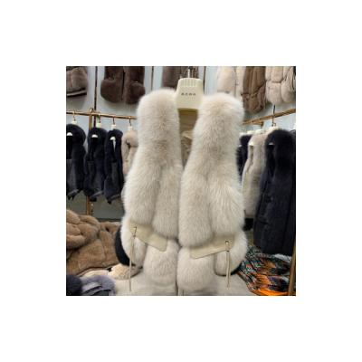 China Fashion Casual Women Fur Vest Warm Soft Coat Street Wear Fox Fur Jacket Waistcoat Coat Lady Winter Fur Sleeveless Vest for sale