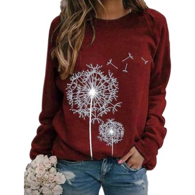 China Wholesale Floral Print Women Autumn Winter Factory Anti-Shrink Long Sleeve Crew Neck Sweater Tops for sale