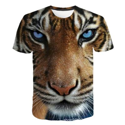 China New fashion summer men's personality tiger 3D printing short sleeve t-shirt QUICK DRY fashion animal multi type round neck for sale