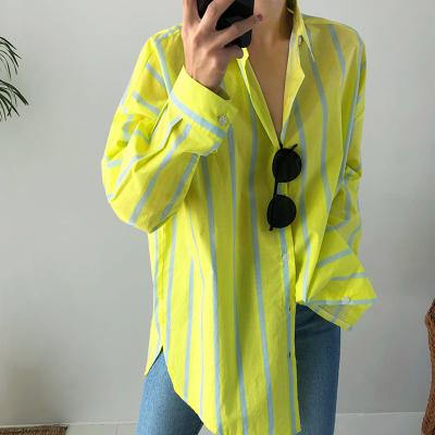 China 2022 QUICK DRY Spring and Autumn Women Long Sleeve Bar Loose Casual Blouses Button Down Shirts Tops for sale