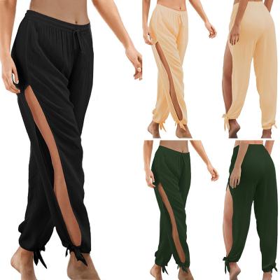 China 2022 Newest Design QUICK DRY Women's Pants Basic Solid Autumn Split Thigh Knot Hem Pants for sale