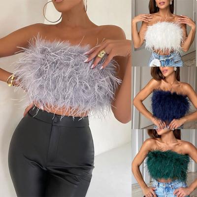 China 2022 Summer New Arrival Fashion Breathable Large Size Women Sexy Fluffy Multicolor Hair Top With Top for sale