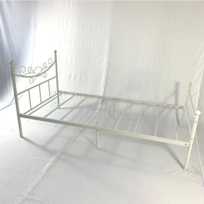 China Cheap Foldable Bedroom Furniture Iron Bed With Headboard Metal Frame Steel Bed For Kids And Adults for sale