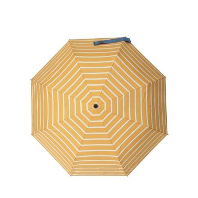 China Folding Striped Fabric With Orange Color Coating Customizing Portable Umbrella Three Fold Case for sale