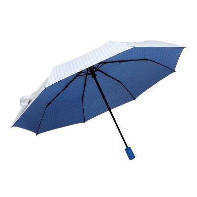 China CLASSIC Blue Plaid Umbrella With Color Coating Fully Automatic Open And Close Three Folds Customizing Umbrella for sale