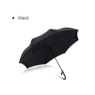 China Polyester CLASSIC Semi-automatic Reverse Logo Prints Double Canopy Upright Umbrella for sale