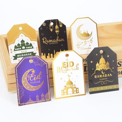 China 48Pcs Eid Mubarak Paper Label Gift Tag Ramadan Islam Muslim Festival Party Decoration Gift Paper Bag Boxes Hang Decor for sale