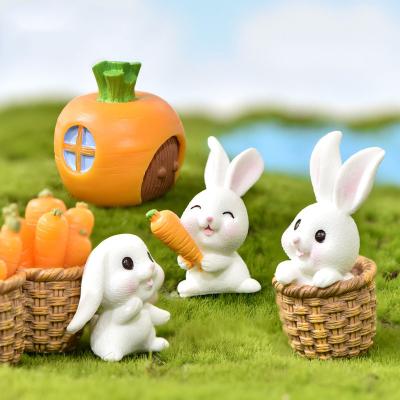 China 4pcs/set Cartoon Animal Model Rabbit Easter Desktop Craft Miniature Resin Paper Fairy Mold Garden Decoration Dollhouse Figurine for sale