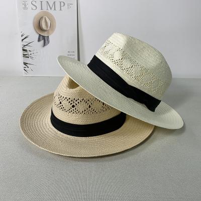 China Wholesale Custom Character Good Quality Logo Panama Beach Summer With Band Papyrus Straw Hat Felted Hat Wide Brim Hat for sale