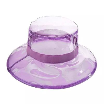 China Daily Lifestyle Fashion Sun Bucket Hat Covers Women High Street Summer Beach Hat PVC Transparent Sun Visor Waterproof Rain Hat For Mens Ladies for sale