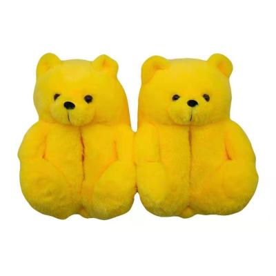 China Fashion Trend Plush Lovely Quick Shipping Kids Toddler Fur Hairy Slides Size Teddy Bear Slipper Comfortable House Slippers Woman Adult Girls for sale