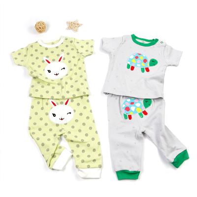 Chine Hot Selling Summer Baby Cotton Fabric Print Baby Clothing Set Cute Breathable Breathable Unisex Fashion Baby Suit à vendre