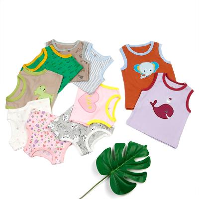 China Wholesale Breathable Breathable Baby Clothes Unisex Cartoon Printed Cotton Baby Sleeveless T-Shirt Te koop