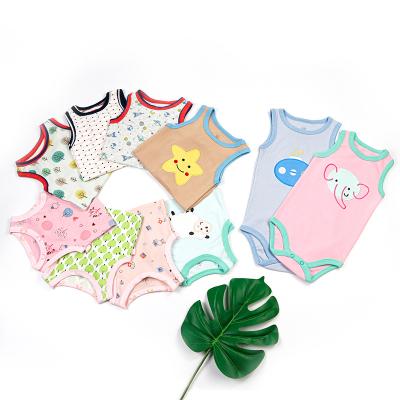 China Sleeveless Baby Clothes Sleeveless Outfit Knitting 5 Pack Baby Romper Pajamas Sleeveless Overalls For Baby Summer for sale