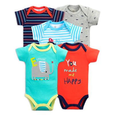 China Overall Hot Selling Cute Infant Baby Boy Comfotable Toddler Romper Baby Boy Summer Short Sleeve Cartoon Embroidery Animals Wholesale for sale