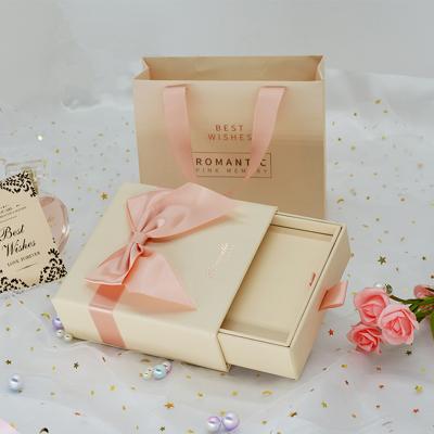 China Luxury Reused Sliding Drawer Jewelry Box Custom Logo Printed Design Paper Packing Materials Box And Bag With Logo Printed for sale