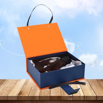 China OEM Recyclable Orange Luxury Paper Box Magnetic Shipping Paper Boxes For Handbag Shoes Packaging for sale