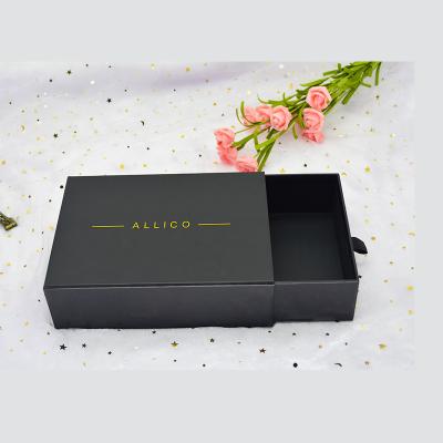 China Recyclable Custom Logo Printed Hard Rigid Recyclable Cardboard Paper Packaging Drawer Sliding Gift Box for sale