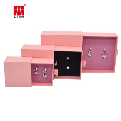 China Luxury Jewelry Packaging Box Logo Printing Pink Cardboard Gift Cardboard Earrings Custom Jewelry Packaging Box for sale