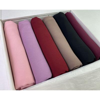 China Luxury Customize Islamic Scarf Femme Hijabs Chiffon Hijab Gift Box Scarf Solid Color Women Muslim Shawl Head Wrap for sale