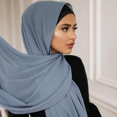 China Simple Hijab women SHAWLS bubble chiffon scarf hijab wrap solid color shawls headband muslim hijabs scarves for sale