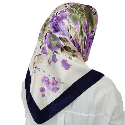 China Factory Direct Hijab YIWU Digital Printing Thin Square Scarf 100% Silk Feel Scarf Pashmina Women Foulard Wrap Silk Lady Scarf for sale