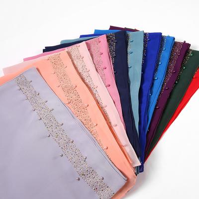 China New Women Chiffon Fashion Hijabs Wraps/Waist Crystal Stamping Pearl Bubble Chiffon Shawls Long Hijab for sale