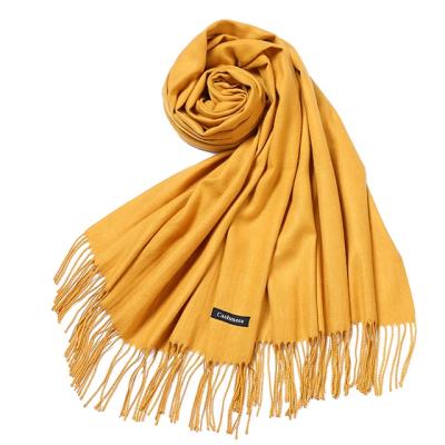 China Factory Wholesale Bulk Simple Solid Pashmina Cashmere Scarf Women Long With Tassel 100% Pashmina Sheer Warm Shawl Winter Scarf for sale