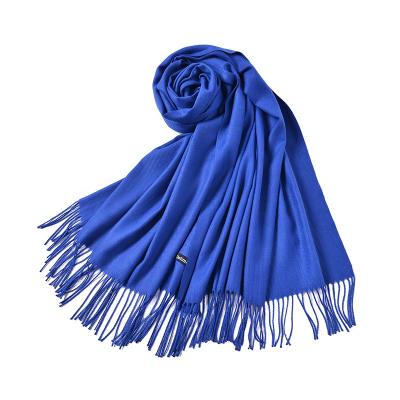 China Factory Wholesale Bulk Solid Plain Pashmina Cashmere Long Scarf With Tassel 100% Pashmina Women Shawl Winter Sheer Warm Scarf for sale