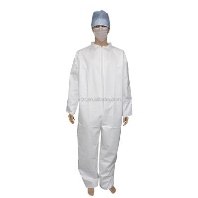 China Single Collar Without Boot Nonwoven Disposable Microporous Film Laminated SF Cleaning Antistatic Coverall en venta