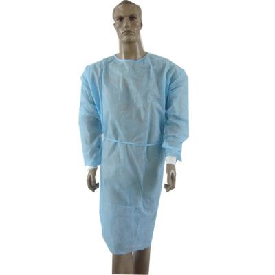 China Hospital Elastic Disposable Isolation Blue CPE Cuff Gown For Medical Use en venta