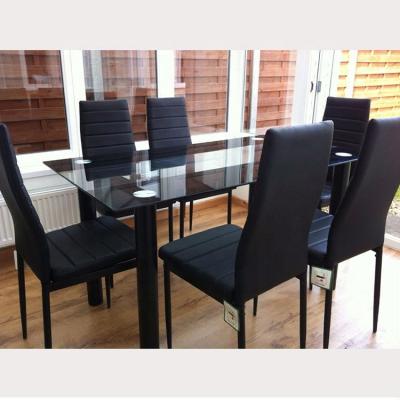 China Free Sample Cheap Tempered Glass Dining Table Dining Room Furtniure Modern Dining Table Set for sale