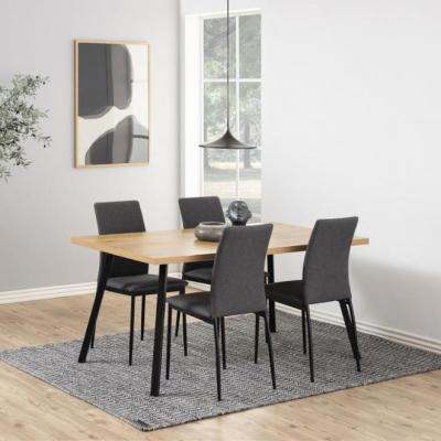 China Morden white dining table with 3 4 pieces chairs dining room set small grey square table in dining room for sale