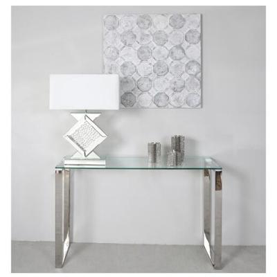 China bazhou furniture luxury entrance tables silver stainless steel chrome glass console table Te koop