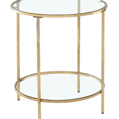 China simple design furniture 2 tiers stainless steel frame glasstop sidetable for bedroom à venda