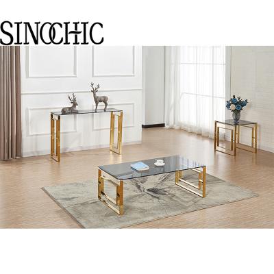 China 2021 hot sale designer marble side table Nordic gold accent table living room coffee table set Te koop