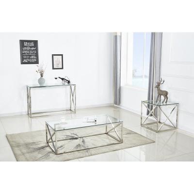 China Italian design X frame chrome and glass side table minimalist home decor living room coffee and end table à venda