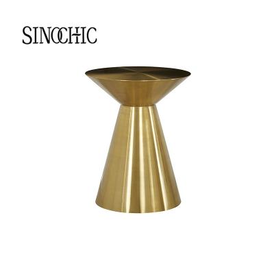 China light luxury home furniture Round Pedestal Table gold stainless living room side table metal cocktail table à venda